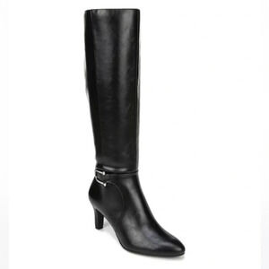 Life Stride Galina Black Pointy Toe Knee High Heel Boots 6.5